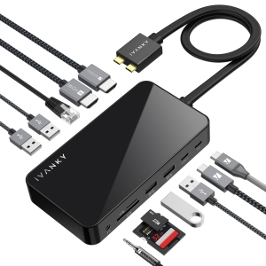 iVANKY FusionDock 1 MacBook Pro Docking Station with 150W Power Adapter, 12-in-2 Dual 4K@60Hz Monitor Dock for MacBook M1/M2/M3 Pro/Max Display Dock 2HDMI 2.0, 96W PD, 6 USB
