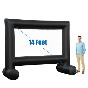 Costway 14FT Inflatable Movie Projector Screen Projection Outdoor Home Theater W/ Blower