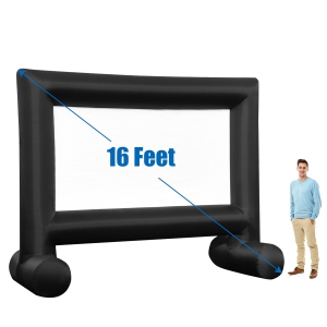 Costway 16FT Inflatable Movie Projector Screen Projection Outdoor Home Theater W/ Blower