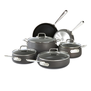 All-Clad E785SC64 Ha1 Hard Anodized Nonstick Dishwasher Safe PFOA Free Cookware Set, 10-Piece, Black