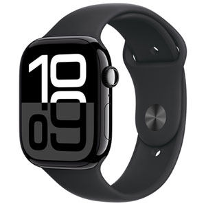 Rogers Apple Watch Series 10 (GPS + Cellular) 46mm Jet Black Aluminum Case with Black Sport Band - M/L - Monthly Financing