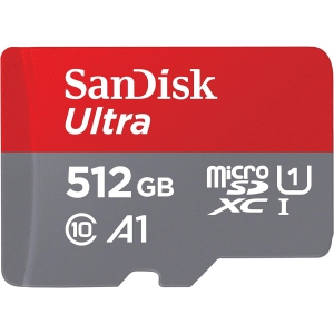 SanDisk 512GB Ultra microSDXC UHS-I Memory Card with Adapter - 120MB/s, C10, U1, Full HD, A1, Micro SD Card - SDSQUA4-512G-GN6MA
