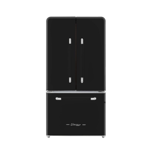 Unique Appliances Classic Retro 36-inch 21.4 cu. ft. Frost Free French Door Counter Depth Refrigerator with Built-In Ice Maker in Midnight Black, ENERGY STAR®