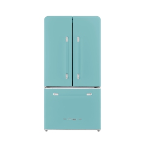 Unique Appliances Classic Retro 36-inch 21.4 cu. ft. Frost Free French Door Counter Depth Refrigerator with Built-In Ice Maker in Ocean Mist Turquoise, ENERGY STAR®