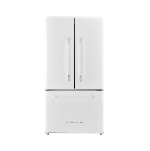 Unique Appliances Classic Retro 36-inch 21.4 cu. ft. Frost Free French Door Counter Depth Refrigerator with Built-In Ice Maker in Marshmallow White - ENERGY STAR®