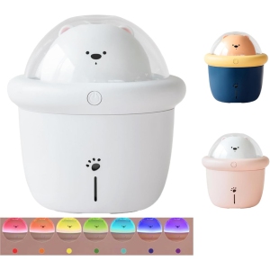 YOULIGHTS Portable Mini Ultrasonic Bear Humidifier, Silent and Auto-off Function, Cute Cool Mist Small Air Humidifier with USB for Bedroom, Home Office, Nursery and Pet Plants