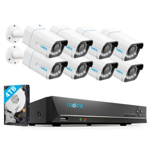 Reolink 16-Channel PoE 4K Security Camera System with 5X Optical Zoom & Spotlights Color Night Vision, 4TB HDD, RLK16-811B8-A