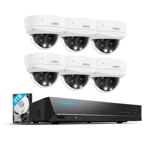 Reolink Smart 4K 8MP IK10 PoE Security Camera System with 5× Optical Zoom and Spotlight Color Night Vision, 8CH NVR with 2TB HDD, RLK8-843V6