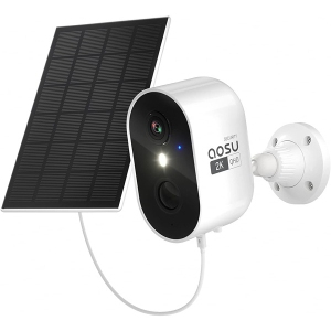 aosu 2K Security Camera Wireless Outdoor, Solar Powered Security Camera with Spotlight (White)