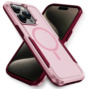TopSave New Style MAGSAFE Matt Polish PC+TPU 2 in 1 Slim Lightweight Shockproof, Rugged, Protective Armor Case For iPhone 16 Pro Max 6.9-Inch, Pink