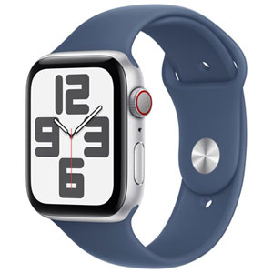 Rogers Apple Watch SE (GPS + Cellular) 44mm Silver Aluminum Case w/ Denim Sport Band - S/M - Monthly Financing