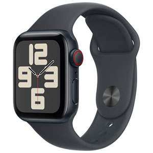 TELUS Apple Watch SE (GPS + Cellular) 40mm Midnight Aluminum Case w/ Midnight Sport Band - S/M - Monthly Financing