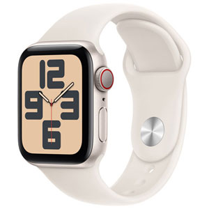 TELUS Apple Watch SE (GPS + Cellular) 40mm Starlight Aluminum Case w/ Starlight Sport Band - M/L - Monthly Financing