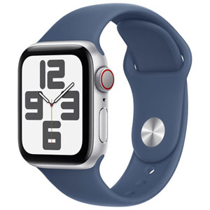 TELUS Apple Watch SE (GPS + Cellular) 40mm Silver Aluminum Case w/ Denim Sport Band - S/M - Monthly Financing