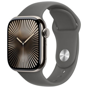 Freedom Mobile Apple Watch Series 10 (GPS+Cellular) 42mm Natural Titanium Case w/Stone Grey Sport Band-S/M-Monthly Tab Payment