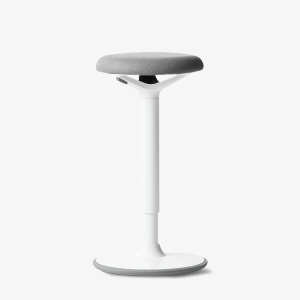 Burotic Balance Ergonomic Active Sitting Stool - Adjustable Height 23.6" to 33.5" - 300 lb Capacity - Aluminum Frame, Molded Foam Seat - Home & Standing Desk Compatible - White