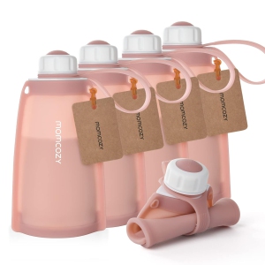 Momcozy Silicone Breastmilk Storage Bags, Reusable Breastmilk Freezer Storing Bags for Breastfeeding, 8.5oz/250ml Breast Milk Saver, Leakproof Baby Food Pouches, BPA Free