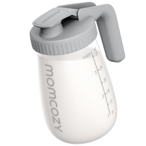 Momcozy Pichet à Lait Maternel, Résistant à la Chaleur et aux Chocs Thermiques, Conteneur de Stockage en Verre pour Lait Maternel Sans Fuite avec Large Ouverture, Fabricant de Formule pour Bébé Rapide
