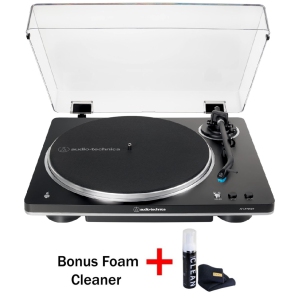 Audio-Technica AT-LP70XBT Fully Automatic Wireless Belt-Drive Turntable (Black/Silver) - Bonus Gadget Cleaner Included!