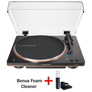 Audio-Technica AT-LP70XBT Fully Automatic Wireless Belt-Drive Turntable (Black/Bronze) - Bonus Gadget Cleaner Included!