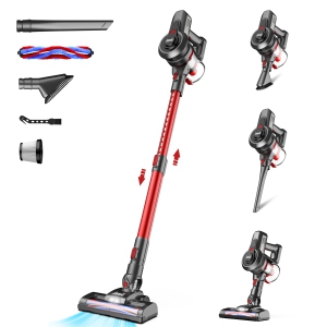INSE N650 Cordless Bagless Stick Vacuum for Multi-Surface with 40KPa Suction, 45min Runtime, Removable 2200mAh Battery, LED Headlight