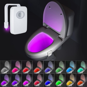Toilet Night Light - Motion Sensor Activated Bathroom LED Bowl Toilet Light, Fun 32 Colors Changing Bathroom Nightlight,Toilet Bowl Illuminate Night Light