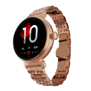 HiFuture – Aura Smartwatch – 1.04" AMOLED, Bluetooth Calling, 24 Sports Modes, Heart Rate, Blood Oxygen, Sleep Monitor, Menstrual Cycle, IP68, Stainless Steel – Rose Gold