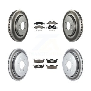 Front Rear Coated Disc Brake Rotors Ceramic Pad Kit For Ford Expedition Lincoln Navigator KGC-102539