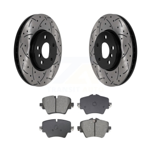 Front Drilled Slot Brake Rotor & Semi-Metallic Pad Kit For Mini Cooper Countryman Clubman KDS-101030