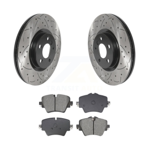 Front Drilled Slot Brake Rotor Semi-Metallic Pad Kit For BMW X1 Mini Cooper Countryman X2 KDS-101029