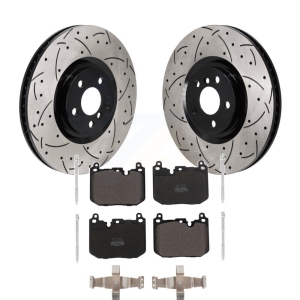 Front Drill Slot Brake Rotor Semi-Metallic Pad Kit For Mini Cooper Countryman BMW X2 228i KDF-101338