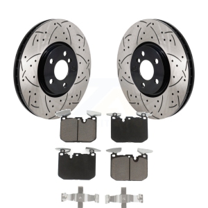 Front Drill Slot Brake Rotors Ceramic Pad Kit For 2020-2022 Mini Cooper John Works KDC-101162