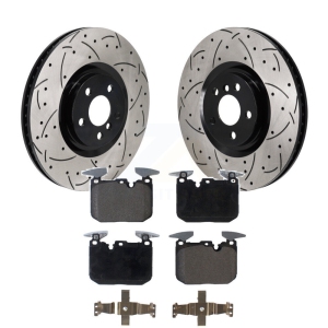 Front Drilled Slot Brake Rotors Ceramic Pad Kit For 2021 Mini Cooper John Works GP KDT-101396