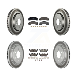 Front Rear Coated Brake Rotor Ceramic Pad Kit For Ford F-150 Expedition Lincoln Navigator KGT-103239
