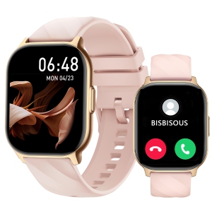 BISBISOUS Smartwatch for Women-2.1"Heart Rate Sleep-Make/Answer Call 300mAh-Pink