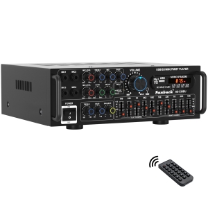 TOPTENG 2000W Bluetooth 5.0 HiFi Stereo Power Amplifier- Audio Receiver for Home Theater & Car Audio with Subwoofer, USB/SD/AUX, FM Radio, Karaoke Mixer, Remote Control