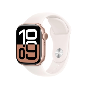 Apple Watch Series 10 [GPS 42mm case] Smartwatch with Rose Gold Aluminum Case with Light Blush Sport Band - S/M