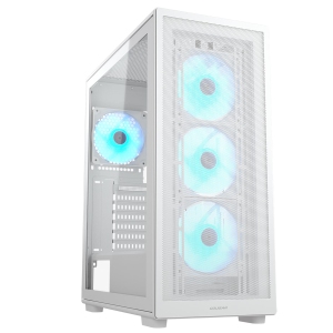 Cougar MX220 RGB Mid Tower ATX Computer Case, Tempered Glass Side Panel, 4 x 120mm ARGB Fans Pre-Installed, White