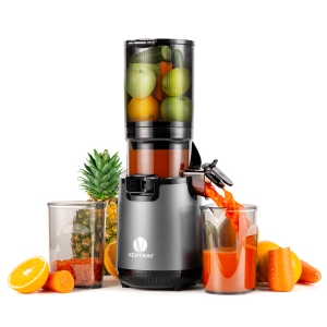 Ventray Slow Masticating Cold Press Juicer with 5.1" Extra Large Wide Feed Chute, High Juice Yield with 1 FREE extra auger