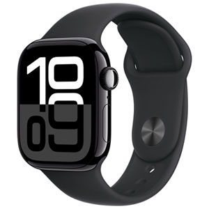 Koodo Apple Watch Series 10 (GPS + Cellular) 42mm Jet Black Aluminum Case with Black Sport Band - Medium/Large - Monthly Tab Payment