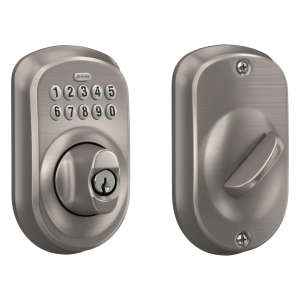Schlage BE365 PLY 619 Plymouth Keypad Deadbolt, Satin Nickel
