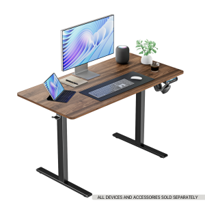 Huanuo 120 x 60cm (48x24″) Walnut Electric Height Adjustable Standing Desk. Perfect for a Computer Workstation Home & Office.