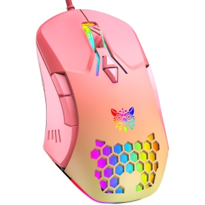 Gaming Mouse, Wired PC Entry Level Mouse with RGB Backlit, Optical Laptop Office Mouse, Computer Gamer Mouse for Windows/Mac/Linux/Chrome, Honey Pink