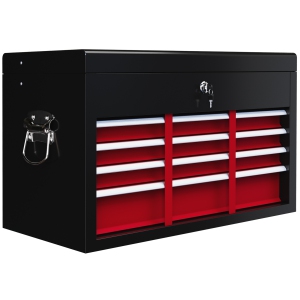 HOMCOM 6 Drawer Lockable Tool Box with Top Case, Ball Bearing Slides, 24" Portable Tool Chest for Garage, Household and Warehouse, Red