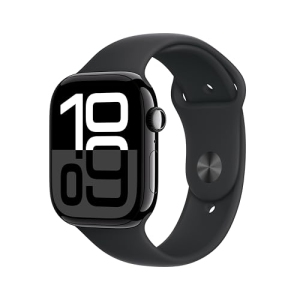 Apple Watch Series 10 [GPS 46mm case] Smartwatch with Jet Black Aluminum Case with Black Sport Band - M/L