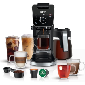 Ninja DualBrew Pro Specialty Coffee System CFP301C, featuring a 12-cup drip coffee maker and single-serve pod option, designed for Canadian use, in sleek black.