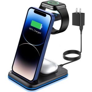 Foldable Wireless Charger, 3 in 1 Wireless Charging Station for iPhone15 14 13 12 11/Pro/mini/SE/11 /X/XS/XR,Apple Watch, AirPods