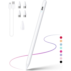 Stylus Pen for Touch Screens, Compatible for Android and iOS Tablet/Phones, Rechargeable Stylus Pencil for Apple/Android/Tablet,White