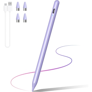 Stylus Pen for Touch Screens, Compatible for Android and iOS Tablet/Phones, Rechargeable Stylus Pencil for Apple/Android/Tablet,Purple