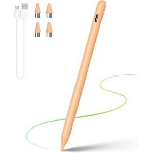 Stylus Pen for Touch Screens, Compatible for Android and iOS Tablet/Phones, Rechargeable Stylus Pencil for Apple/Android/Tablet,Peach Orange